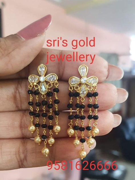 Black Beads Studs Gold, Nallapusalu Kammalu, Nallapusalu Earrings Gold, Black Beads Earrings Gold Studs, Nallapusalu Earrings, Black Beads Earrings Indian Gold, Black Beads Ear Rings Gold, Black Stone Earrings Gold, Small Earrings Gold