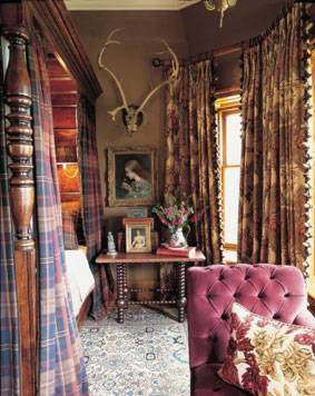 tartan at Balmoral | ... photos queen at her desk at balmoral and glimpse of queen s bedroom Scottish Estate, Scottish Interiors, Holiday Bedding, Lux Interior, Scottish Decor, Plaid Curtains, English Interior, English Room, British Country