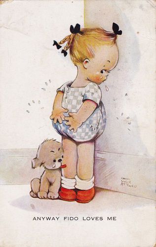 Mabel Lucie Attwell card, 1926 Postal Vintage, Shy Girls, Foto Vintage, Vintage Greeting Cards, Childrens Illustrations, Childrens Art, Vintage Pictures, Children's Book Illustration, 귀여운 동물