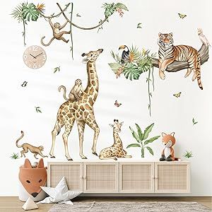 Safari Tree, Tree Branch Wall, Stick Wall Art, Giraffe Nursery, Jungle Animal, Safari Nursery, Decal Wall Art, Jungle Animals, Wall Treatments