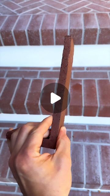 BYOT Brent on Instagram: "How To Apply Brick Veneer To Steps #diy #howto #brickwork #construction #homerenovation" Brick Pavers On Wall, Brick Veneer Over Concrete Steps, Brick Veneer Porch Front Steps, Brick Overlay On Concrete Steps, Wood Over Brick Steps, Brick Over Wood Porch, Garden Stairs Diy, Brick Paver Steps, How To Build Brick Steps