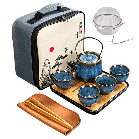 PRICES MAY VARY. Teapot×1 ,Teacup×4,Saucer×1 ,Tea filter×1,Tea towel×1,Tea clip×1,Travel bag×1 The teapot is designed for large capacity, use the handle to avoid hot hands. It is very suitable for travel or picnics. The outer packaging is small in size, and the inside can protect the tea set from damage. Because tea requires unique packaging and temperature to ensure quality, it is not recommended to use small tea tins. Pottery Tea Set, Teko Teh, طقم شاي, Chinese Tea Set, Bamboo Panels, Chinese Tea Ceremony, Ancient Pottery, Tea Filter, Tea Maker