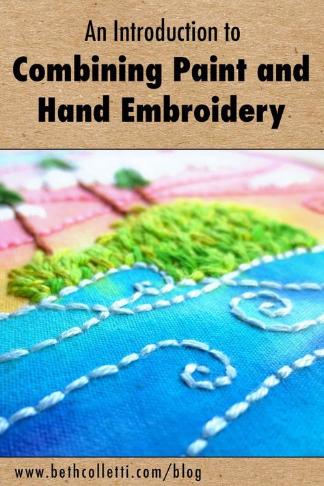 Creating Embroidery Patterns, Paint And Stitch On Fabric, Paint Embroidery Hoop, Big Embroidery Projects, Paintings With Embroidery, Acrylic Paint And Embroidery, Fabric Paint With Embroidery, Embroidery On Photographs Tutorial, Embroidery On Painted Fabric