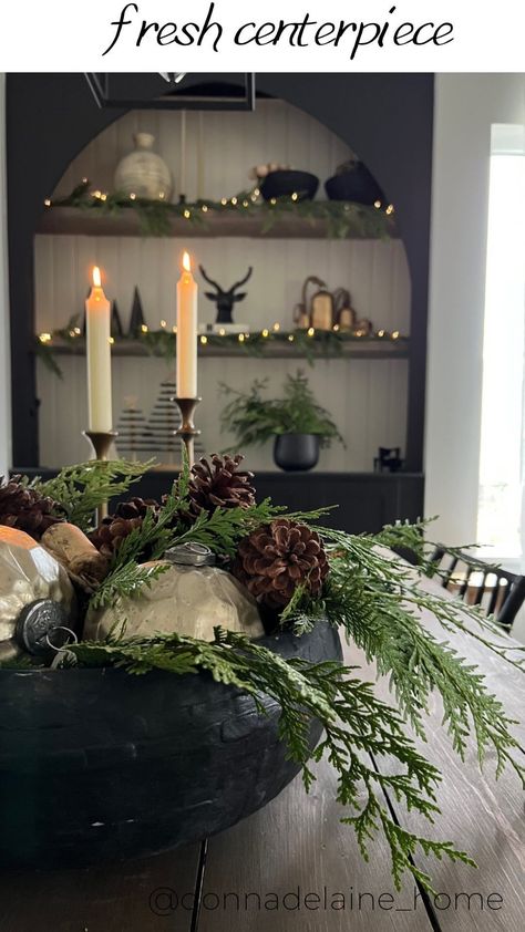 Holiday Table Arrangements, Holiday Centerpieces Christmas Evergreen, Moody Christmas Centerpiece, Modern Elegant Christmas Decor, Christmas Centerpieces Round Table, Christmas Bowl Decor, Minimalist Christmas Centerpiece, Modern Christmas Centerpiece, Christmas Bowl Centerpiece