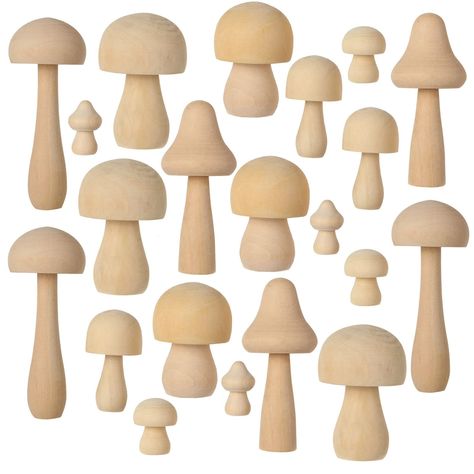 Diy Mushrooms, Wooden Mushrooms, Mushroom Crafts, Mini Diy, Unfinished Wood Crafts, Mushroom Decor, Bookshelves Diy, Nature Crafts, Wooden Ornaments