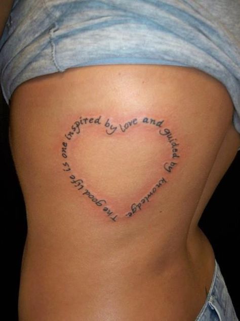 <3 Rib Tattoo Quotes, Heart Tat, Love Heart Tattoo, Scripture Tattoos, Shape Tattoo, Heart Tattoos, Heart Tattoo Designs, Tattoo Script, 1 Tattoo