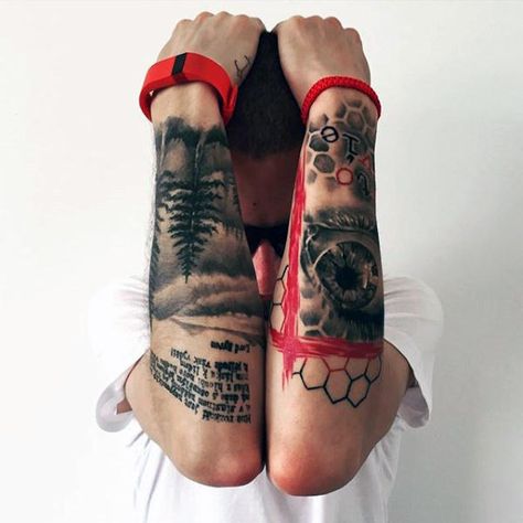 Outer Forearms Trash Polka Tattoos On Male Polka Tattoo Designs, Tatuaje Trash Polka, Trash Polka Tattoos, Trash Polka Tattoo Designs, Tattoo Trash, Polka Tattoo, Tattoos Mandala, Trash Polka Tattoo, Tattoo Inspiration Men