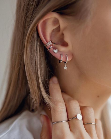 @happinessbtq posted to Instagram: Let’s start this week with some earparty inspiration. :sparkles: {ref. #starearrings DEE914} #jewelleryfashion #jewelleryaddict #jewelleryinspiration #fashionloverstyle #fashionideas #outfitinspo #earparty #earringsoftheday #piercingaddict #jewelrylovers #ootdpost #ootdbloggers #prettylittledetails #aestheticaccount #detailshot Huggie Earrings Silver, Sterling Silver Hoop Earrings, Huggie Earrings, Heart Earrings Studs, Sterling Silver Hoops, Earrings Sterling Silver, Jewelry Earrings Hoops, Sterling Silver Earrings Studs, Star Pendant