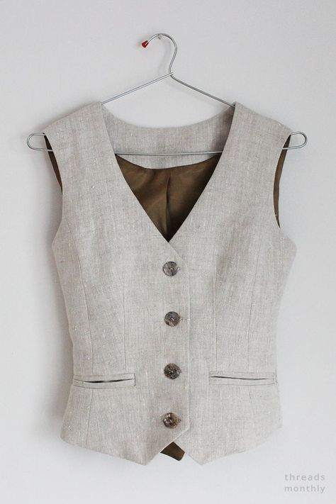 How to Sew Linen from Start to Finish Vest Patterns For Women Sewing, Womens Vest Pattern, Waistcoat Pattern, Womens Waistcoat, Code Clothing, Vest Pattern Free, Waistcoat Woman, Gigi Style, Vest Pattern