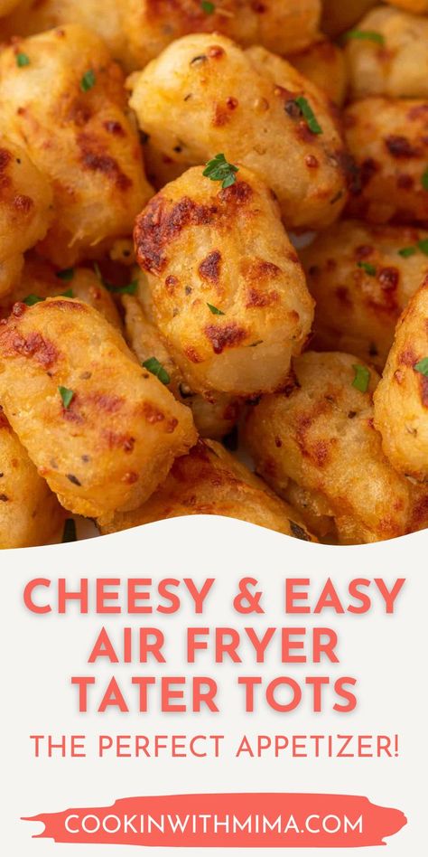 Tater Tot Appetizers, Air Fryer Recipes Potatoes, Homemade Tater Tots, Cheesy Tater Tots, Crispy Baked Potatoes, Potato Tots, Favorite Casseroles, Pasta Side Dishes, Pasta Sides