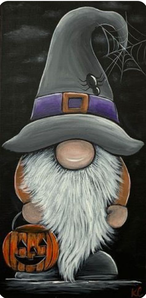 Veselý Halloween, Halloween Canvas Paintings, Gnome Wallpaper, Gnome Art, Gnome Paint, Gnome Pictures, Fall Canvas Painting, Halloween Kunst, Halloween Gnome