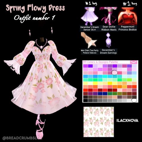 Spring flowy dress :) #royalehigh #royalehighoutfits #roblox #ROBLOX High Tips, Modest Spring Outfits, Royals High, Roblox Fashion, Rh Outfits, Rh Design, Outfit Hacks, High Clothes, Oc Design