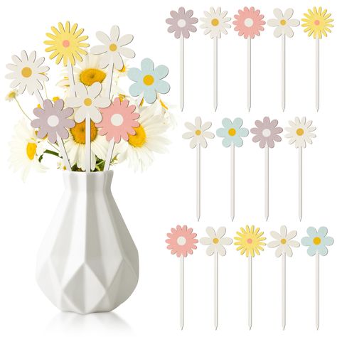 PRICES MAY VARY. Super Value Package：14 piece double-sided wooden chrysanthemum picks,All the wooden heart picks are made of wood material Charming Daisy Decor: Transform your home into an summer wonderland with our Double-sided Wooden Picks. These charming daisy-shaped picks bring a touch of cuteness and festive spirit to your decor. Versatile Vase Filler: Whether placed in a vase, scattered on tables, or added to summer arrangements, these picks serve as versatile vase fillers. Their double-si Summer Theme Decorations, Daisy Centerpiece Ideas, Daisy Centerpieces, Summer Arrangements, Daisy Decor, Daisy Party, Cute Sunflower, Cocktail Picks, Entertainment Bar