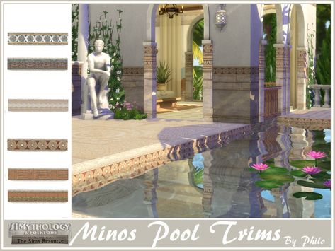 The Sims Resource - Simythology Minos Pool Trims Mediterranean Furniture, Sims 4 Hair Male, Sims 4 Bedroom, Sims 4 Clutter, Free Sims 4, Jungle Adventure, Sims 4 Toddler, Sims 4 Cc Furniture, Sims Hair