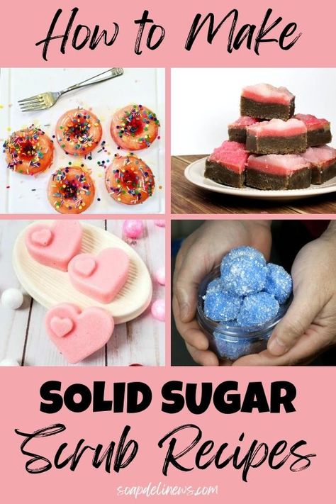 Solid Sugar Scrub Cubes Recipes for Glowing Skin. These recipes for solid sugar scrub bars are so easy to make! Add these exfoliating skin care products to your beauty regimen for soft, beautiful skin. Or make them as a quick and easy homemade gift idea. Diy Sugar Scrub Bars, Sugar Scrub Bars, Scrub Bars, Scrub Soap Bars, Easy Skin Care, Coffee Sugar Scrub, Sugar Scrub Cubes, Natural Skincare Recipes, Homemade Body Butter