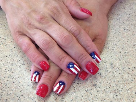 Puerto Rico Nails!! Puerto Rico Nails, Nail Salon Ideas, Pink Nail Salon, Flag Nails, Red Nail Art Designs, Nails Bling, Palm Tree Nails, Puerto Rican Pride, Puerto Rico Flag