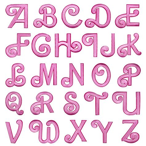 Barbie Font Alphabet, Abc Lettering, Jeans Sewing, Flowers Template, Applique Clothes, Pink Letters, Fine Embroidery, Alphabet Font, Barbie Images