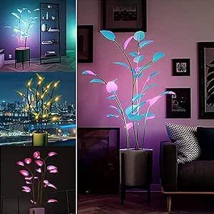 Rushbom Magical Led House Plant - Light up Artificial Plants Bonsai Houseplant Lighted Artificial Plants Decorative Fairies Bonsa Light Decoration (A) Led Light Furniture, Light Up Room Ideas, Funky Lamps Unique, Floral House Decor Interior Design, Black Light Room Decor, Magic Home Decor, Iridescent Room Decor, Cool Bedroom Lights, Neon Bedroom Decor