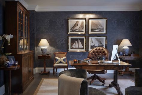 Traditional Office Decor, Sophie Paterson Interiors, Sophie Paterson, Masculine Interior, Traditional Office, Office Interior Design, Home Office Design, A Living Room, Luxury Interior