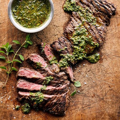 Flank Steak Chimichurri, Steak With Chimichurri, Chimichurri Steak, Steak With Chimichurri Sauce, Chimichurri Sauce Recipe, Roast Steak, Grilled Skirt Steak, Chimichurri Recipe, Grilled Flank Steak