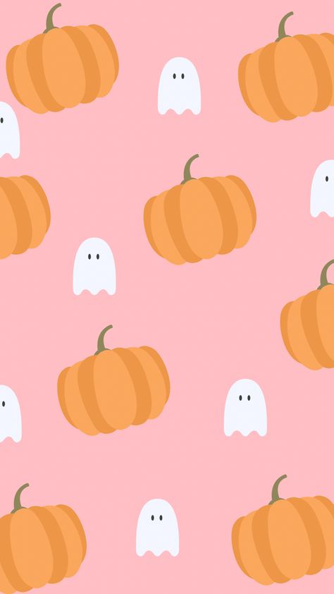 Cute Halloween Pics Aesthetic, Cute Aesthetic Wallpaper Halloween, Pumpkin And Ghost Wallpaper, Preppy Halloween Pics, Cute Halloween Wallpapers For Phone, Cute Pumpkin Wallpaper Aesthetic, Pink Fall Prints, Pink Ghost Wallpaper Iphone, Preppy Fall Posters