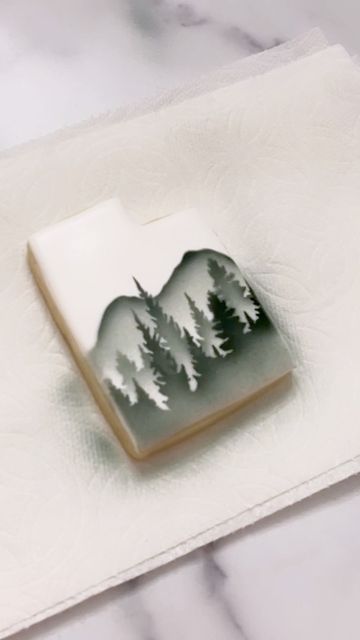 Mountain Theme Cookies Decorated, Air Brushed Cookies, Airbrushed Cookies Decorated, Mountain Cookies Decorated, Mountain Sugar Cookies, Airbrush Cookies Ideas, Airbrush Cookies, Mountain Cookies, Eloped Wedding