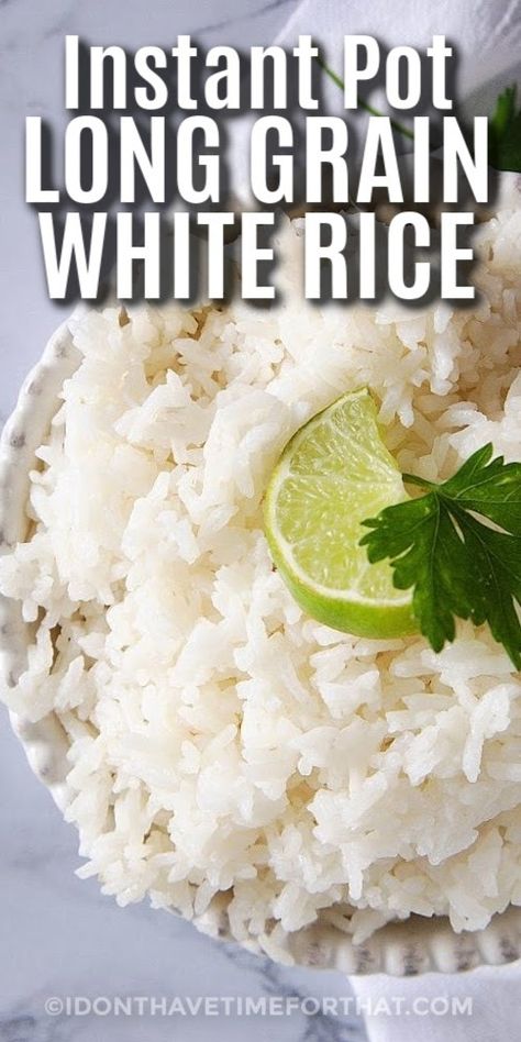 Instant Pot Long Grain White Rice in a bowl topped with lime and parsley with a title Instant Pot Jasmine Rice, Jasmine Rice Recipe, Jasmine Rice Recipes, Cooking Jasmine Rice, Asian Recipe, Electric Pressure Cooker Recipes, Quick Side Dishes, Instant Pot Dinner Recipes, Easy Instant Pot Recipes