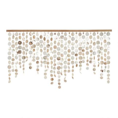 Champagne Capiz Shell And Natural Wood Wall Hanging | World Market Cascading Waterfall, Tropical Wall Art, Capiz Shell, Wood Wall Hanging, Hanging Frames, Wood Bar, Champagne Color, Modern Wall Decor, World Market