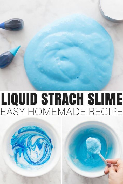 Our easy liquid starch slime recipe is so quick to make! 3 ingredient slime recipe that's is ready in minutes and is not sticky! Homemade slime recipes using our 4 basic slimes will have you making simple slime in no time! #slime #slimerecipes #slimerecipe #liquidstarchslime #elmersglueslime #howtomakeslime #homemadeslime #diyslime Liquid Starch Slime, Easy To Make Slime, Sensory Play Recipes, Liquid Starch, Cool Slime Recipes, Homemade Slime Recipe, Slime Ingredients, Making Fluffy Slime, Galaxy Slime