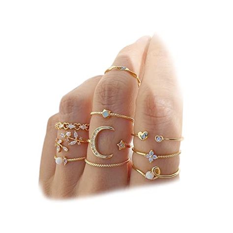 FUTIMELY Boho Retro Stackable Rings Sets for Teens Girls Women Rhinestone Knuckle Joint Finger Kunckle Nail Ring Sets Sea Rings, Rings Cute, Starfish Ring, Rings Sets, Trendy Rings, Minimalist Jewellery, Stackable Ring Sets, Arrow Ring, Cheap Rings