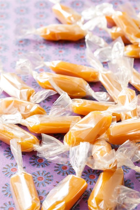 Passion Fruit Caramels | Love and Olive Oil Homemade Caramel Candy, Homemade Caramels, Microwave Caramels, Christmas Candy Homemade, Southern Plate, Karo Syrup, Apple Cider Caramels, Candy Recipes Homemade, Sweet Party