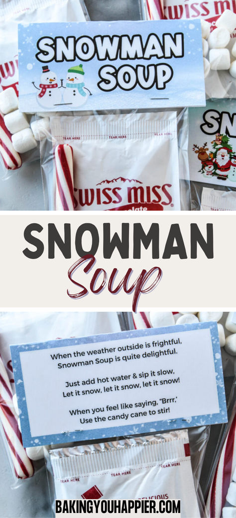 Snowman Party Favors, Christmas Treats For Classroom, Snowman Soup Printables Free Bag Toppers, Snowman Soup Printables Free, Christmas Grams, Snowman Soup Printables, Snowman Food, Hot Chocolate Snowman, Chocolate Jars