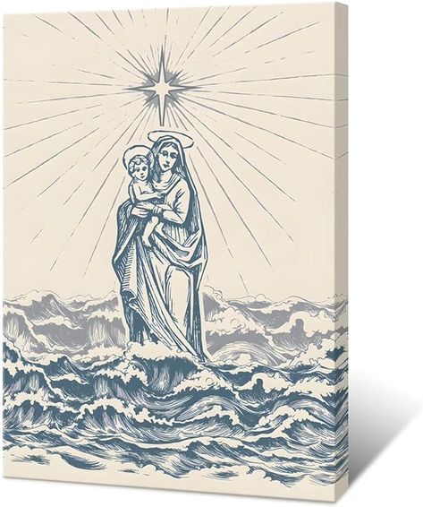 Amazon.com: Vintage Star of the Sea Stella Maris poster, Hail Mary Prints Wall Art, mother's day, Blessed Mother, Marian poster, Mary catholic art for Living Room Wall Decor 12x16 Framed : Office Products Star Of The Sea, Art For Living Room Wall, Fashion Wall Decor, Stella Maris, Mary Catholic, Hail Mary, Vintage Star, Art For Living Room, Living Room Wall Decor