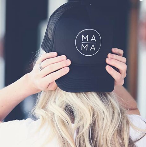 So cute for Mother's Day! ❤️ Kids Hats Patterns, Family Bag, Grey Circle, Target Run, Mama Hat, Black Trucker Hat, Crochet Kids Hats, Mom Hats, Maternity Tees