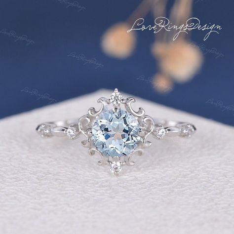 Blue Promise Rings, Aqua Marine Engagement Ring, Light Blue Ring, Aquamarine Engagement Ring White Gold, White Gold Aquamarine Ring, Vintage Aquamarine Ring, Gold Aquamarine Ring, Aquamarine Wedding Ring, Aquamarine Ring Vintage