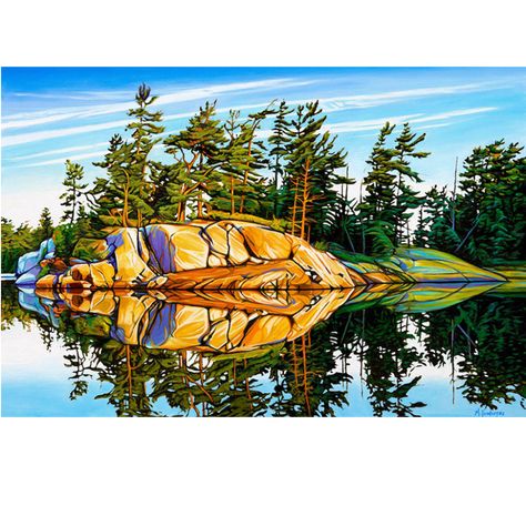 Killarney Reflections by Canadian Artist Margarethe Vanderpas | MARGARETHE VANDERPAS CANADIAN ARTIST Canadian Artists Paintings, Canadian Landscape Painting, Margarethe Vanderpas, Contemporary Landscapes, Bruce Peninsula, Canvas Rug, Canadian Painters, Turtle Swimming, Georgian Bay