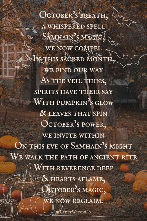 Autumn Witch Quotes, Season Of The Witch Quotes, It’s October Witches, Pumpkin In Witchcraft, Autumn Magic Witch, October Spells, Samhain Quotes, Samhain Spells, Witch Sabbats