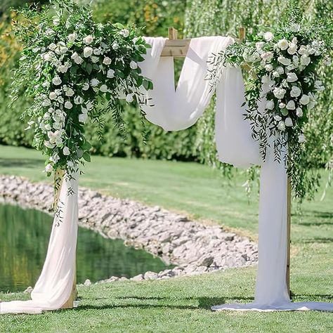 Reception Table Runner, Drapes Wedding, White Chiffon Fabric, White Wedding Arch, White Elegance, Aisle Runner, Chair Decorations, White Chiffon, Reception Table