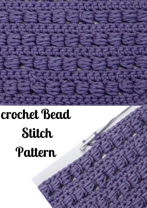 Bead Stitch Crochet, Crochet Bead Stitch, Blankets Crochet, Crochet Stitch Tutorial, Bead Stitch, Blanket Design, Crochet Stitches For Blankets, Blanket Ideas, Easy Crochet Blanket