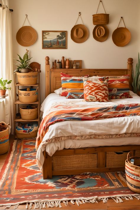 20 Inspiring Southwestern Bedroom Ideas You Need to Try – The Crafty Hacks Southwestern Bedroom Ideas, Southwestern Bedroom Decor, Mexican Bedroom Ideas, Cottagecore Living Room, Southwest Bedroom, Southwestern Interior, Southwestern Bedroom, Mexican Bedroom, Mexican Interior Design