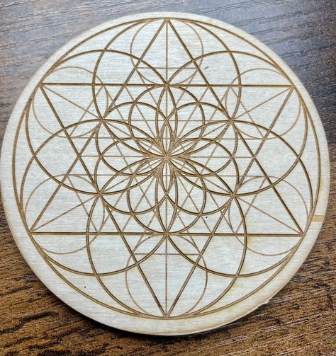 Seed of Life Wooden Crystal Grid - Morganna’s Treasures Seed Of Life Mandala, The Seed Of Life, Sacred Mandala, Sacred Geometry Symbols, Sacred Geometry Art, We Are All Connected, Wood Burning Crafts, Seed Of Life, The Blueprint