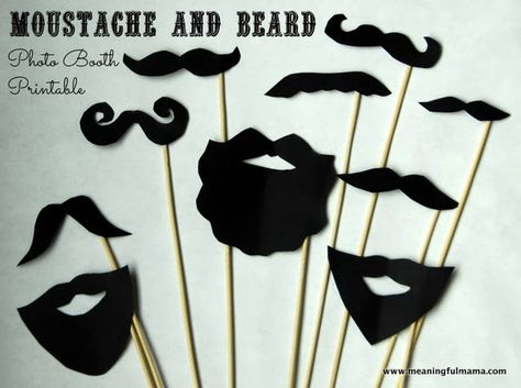 DIY Photo Booth Moustache and Beard Printables Mustache Baby Shower Theme, Beard Party, Diy Fotokabine, Funny Photo Booth, Mustache Baby Shower, Photobooth Props, Mustache Party, Photo Booth Prop, Photos Booth