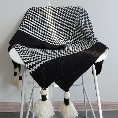 PRICES MAY VARY. 【Unique Design】This throw blanket provides a beautifully modern striped pattern. The ends of the bed blanket are finished with soft tassels. 【Material & Size】It's suitable for all seasons, measures 47.5 x 60 inches and weighs 25.4 oz (720 grams), which is warm and cozy to the touch. 【High Quality】The throw blanket is soft feeling, rustic, and vintage-looking features make this throw blanket extremely functional. 【Versatile Usage】Perfect to give away as an easy and useful housewa Patterned Throw Blanket, Granny Stripe Blanket, Blanket With Tassels, Striped Crochet Blanket, Tassel Blankets, Boho Throw Blanket, Crochet Throw Pattern, Finger Crochet, Striped Throw Blanket