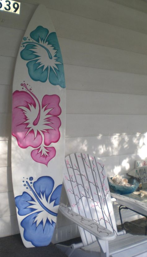 Hawaiian Surfboard, Decoration Surf, Deco Surf, Surfboard Wall Art, Surfboard Wall, Hawaiian Decor, Surf Decor, Deco Rose, Deco Nature