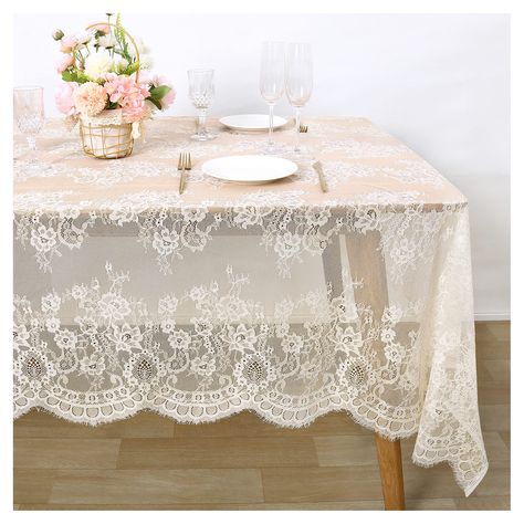 PRICES MAY VARY. Embroidered Lace Tablecloth:Pack of 5 White Lace Tablecloth 60 x 120 Inches. Made of high quality lace, soft touch, comfortable and durable adds elegance to home table. White Tablecloth Overlay:Lace tablecloth feature exquisite floral design perfect for wedding reception birthday party dinning table, entry way tables,outdoor patio tables,sofa,coffee table,etc. Lace Tablecloth for party: Elegant lace tablecloth designed lovely with eye-catching floral really delicate and pretty, Tea Party Bridal Shower Decorations, Lace Tablecloths, Elegant Party Decorations, Birthday Table Decorations, Reception Table Decorations, Rustic Table Decor, White Lace Fabric, Wedding Tablecloths, Lace Table Runners