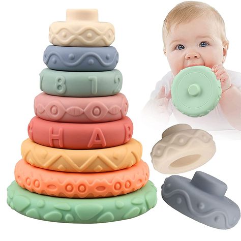 PRICES MAY VARY. 8 Pcs stacking building rings:upgrated edition,large sizes and catch babies eye and develop fine motor skills Stacking toys for toddlers - babies are interested in stacking then knocking down the stacker and remade,play again and again Montessori toys for babies,8 Pcs ring to stack creatively,the surface include letter, shape, numbers ,tactility and visually explore Sensory toys for toddlers 6 month and up,soft and durable, easy to squeeze, also infant bath toys,teether Safe Mat Baby Items Must Have, Baby Activity Mat, Handmade Baby Toys, Baby Sensory Toys, Toys For Babies, Toddler Sensory, Baby Presents, Montessori Baby, Educational Baby Toys