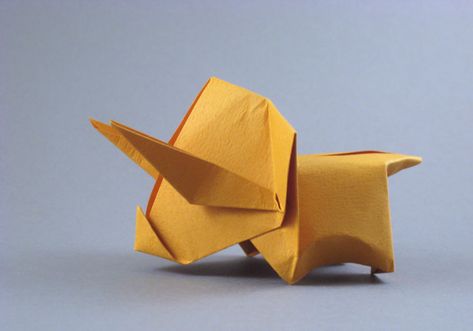 Origami Triceratops | Gilad's Origami Page Origami Dinosaur Easy Step By Step, Dino Origami, Origami Triceratops, Paper Dino, Pokemon Origami, Diy Trinkets, Origami Dinosaur, Dinosaur Origami, Animal Origami