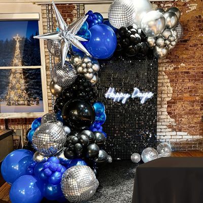 Temu | Explore the Latest Clothing, Beauty, Home, Jewelry & More Black Silver Balloon Garland, Balloons For Men, Men 30th Birthday, Disco Ball Balloons, Blue Birthday Themes, Silver Balloon Garland, 90s Disco, Ball Balloons, Music Birthday Party