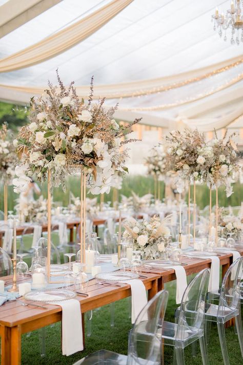 Pampas Grass, Gilded Details and a Geode Cake! This Thailand Wedding Is a Must-See! Boho Glam Wedding Decor, Fig Wedding, Ceremony Arbor, Boho Glam Wedding, Blush Wedding Inspiration, Beach Wedding Centerpieces, Geode Cake, Romantic Wedding Receptions, Tall Wedding Centerpieces