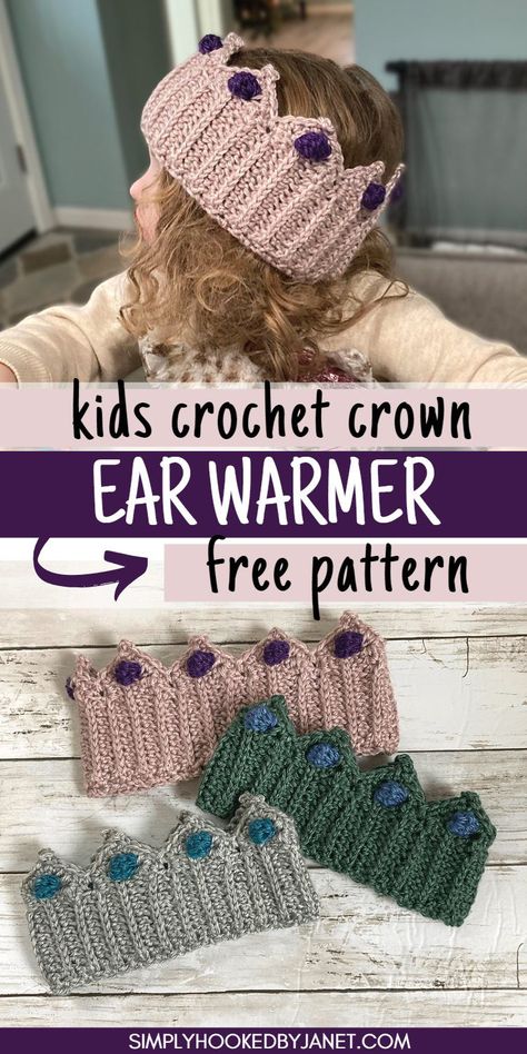 Crochet Crown Ear Warmer Free Pattern, Crochet Crown Headband Free Pattern, Toddler Winter Hat Crochet Pattern, Toddler Crochet Gifts, Crochet Winter Headband Pattern Free, Crochet Crowns Free Pattern, Crochet Christmas Headband, Free Toddler Crochet Patterns, Crochet For Toddlers